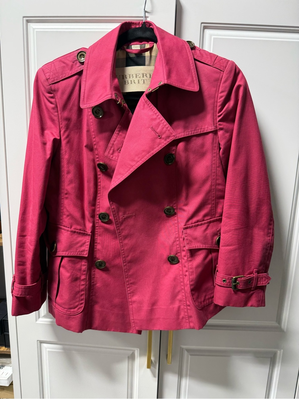 Burberry Brit Women's Pink Double-Breasted Trench Coat